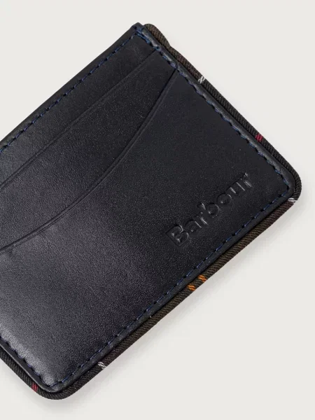 Barbour etui na karty skórzane granatowy