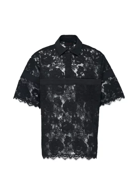 Cămașă Simone Rocha cu model floral din dantelă negru