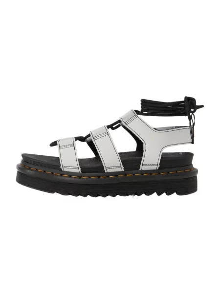 Trampki Dr. Martens skórzane w paski z paskiem szare