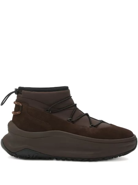 Sneakerși Moon Boot cu șireturi din piele de căprioară maro