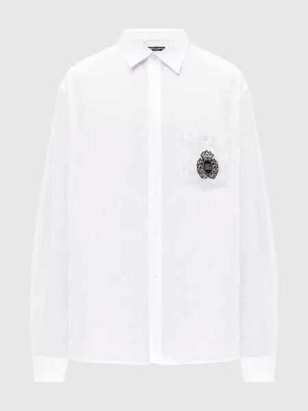 Льняная рубашка Dolce&gabbana с аппликацией белая