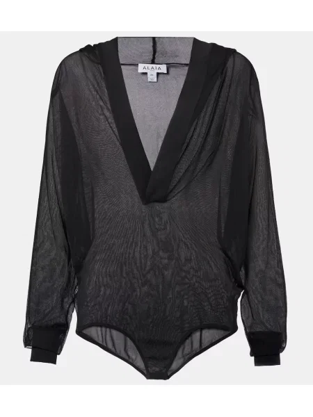 Body Alaïa cu glugă negru