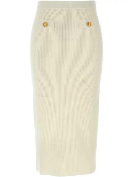 Spódnica midi Alessandra Rich z wysoką talią do kolan biała