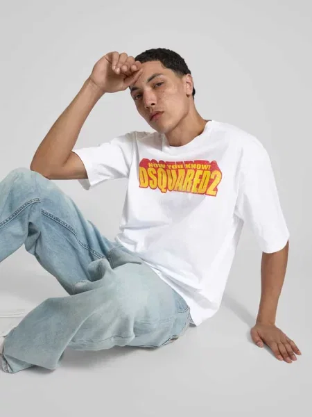 T-shirt z nadrukiem z logo Dsquared2 biała