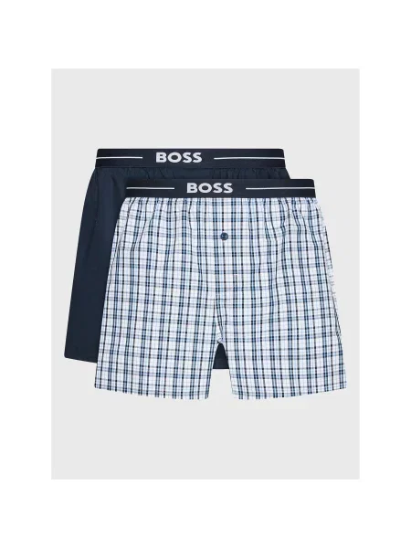 BOSS Orange Boxer trumpikės NOS šviesiai mėlyna / tamsiai mėlyna balta