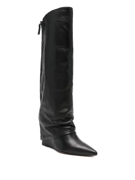 Botine The Seller din piele cu pană negru