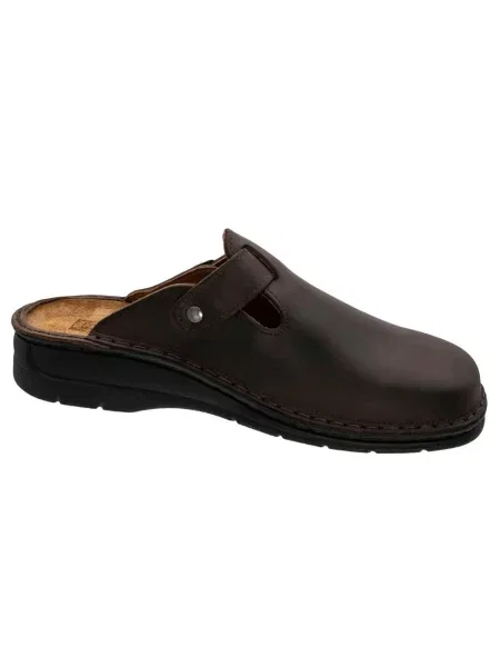 Klapki Fischer Markenschuh brązowe