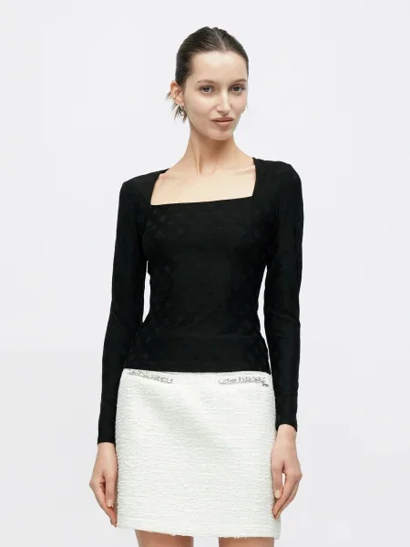 Majica z dolgimi rokavi Guess črna
