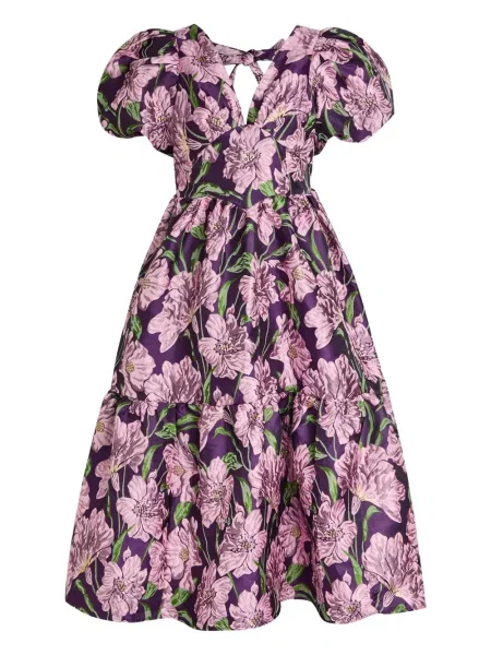 Sukienka midi Sister Jane żakardowa do kolan garniturowa fioletowa