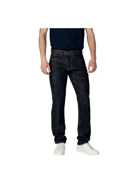 Jeansy Armani Exchange z nadrukiem niebieskie