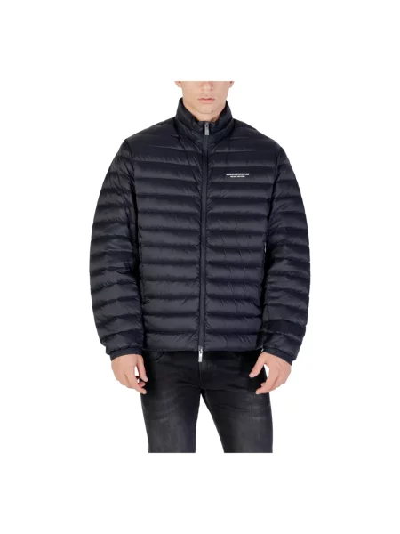 Kurtka puchowa Armani Exchange pikowana niebieska