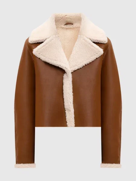 Укорочена дублянка з контрастним оздобленням Babe Pay Pls коричнева