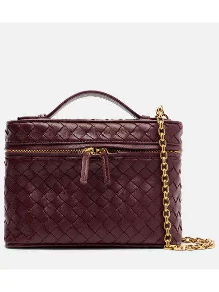 Geanta de piele Bottega Veneta Handle din piele bordo