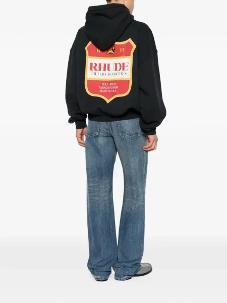 Hanorac cu glugă Rhude cu imagine negru