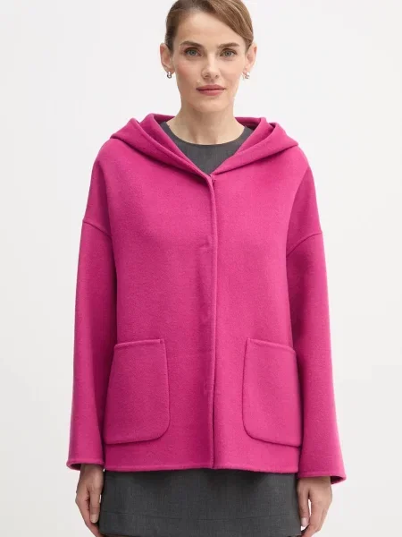 Палто с вълна United Colors of Benetton розово