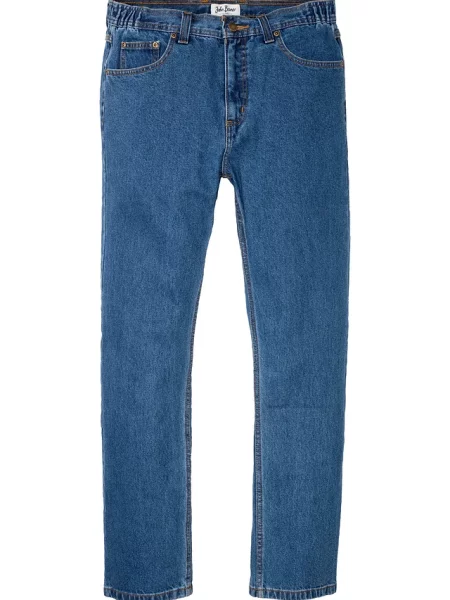 Jeansy z elastycznymi wstawkami w talii classic fit prosta nogawka niebieskie