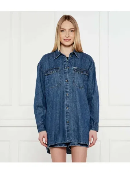 Guess Jeans De blugi cămașă | Oversize fit albastru