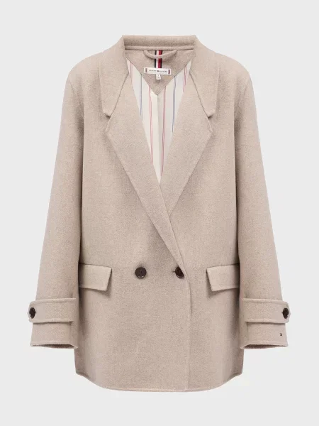 Вовняне довге пальто Tommy Hilfiger бежеве