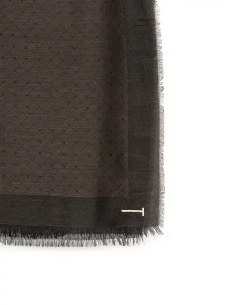 Fular Tom Ford cu franjuri din jacard maro