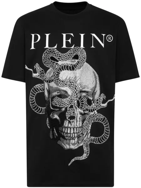 Tricou Philipp Plein cu model piele de șarpe negru