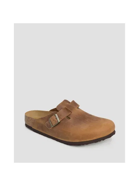 Birkenstock klapki nubukowe Boston brązowe
