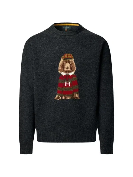 Hanorac crewneck Hackett London cu decolteu rotund gri