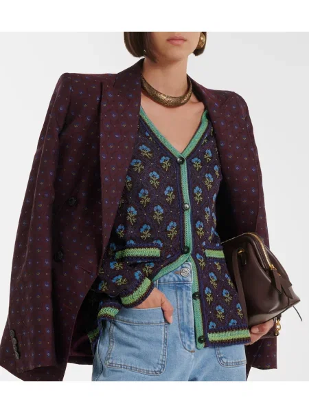 Cardigan Etro cu model floral din jacard