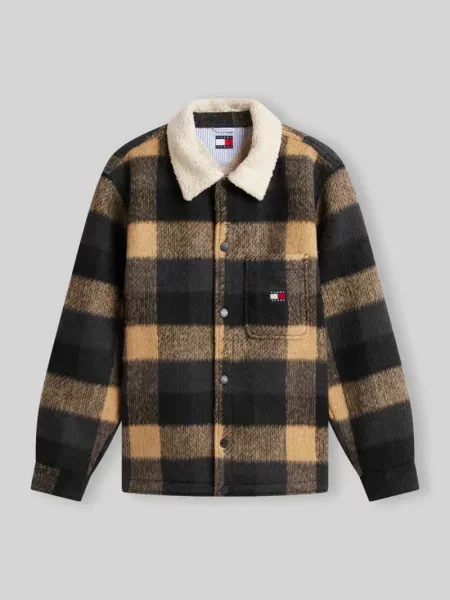 Koszula wierzchnia o kroju oversized z wykładanym kołnierzem model TEDDY COLLAR BRUSHED' Tommy Jeans czarna