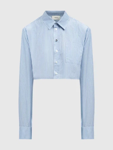 Вкорочена блуза в смужку Coperni блакитна