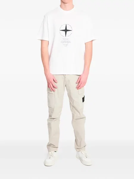 Marškinėliai Stone Island apvaliu kaklu akmenys balta