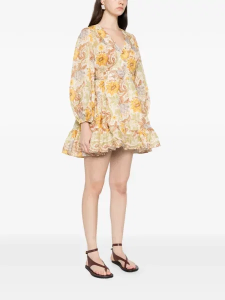 Mała sukienka mini Zimmermann z falbankami garniturowa