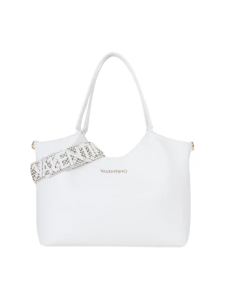 Lniana shopperka Valentino By Mario Valentino biała