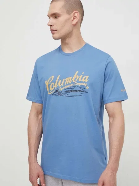 Тениска Columbia Rockaway River с десен синьо