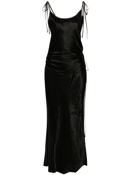 Rochie midi Acne Studios din satin până la genunchi de costum negru