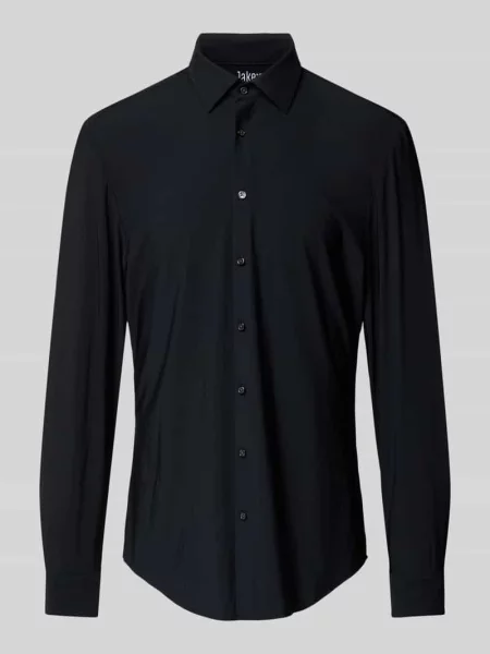 Koszula biznesowa o kroju slim fit z kołnierzykiem typu kent Jake*s czarna