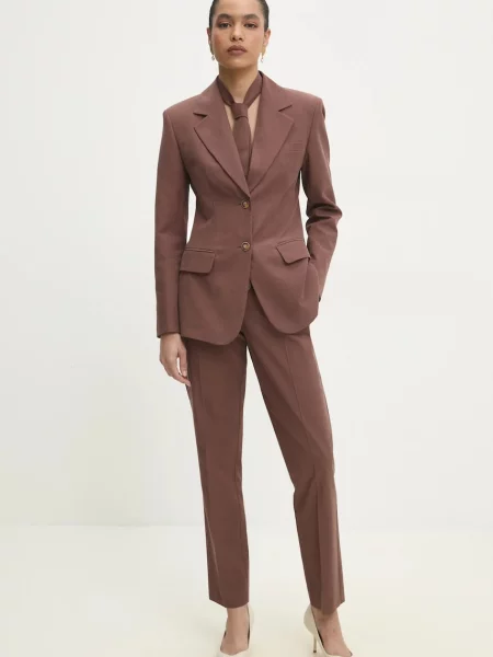 Hlače od odijela s ravnim nogavicama Answear.LAB smeđa