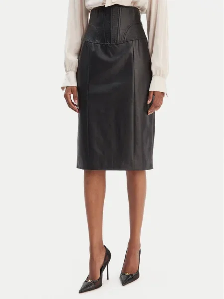 Bardot Fustă din imitație de piele Henley negru