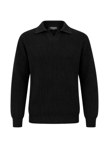 Gulerat pulover Franzese Collection cu decolteu în V negru