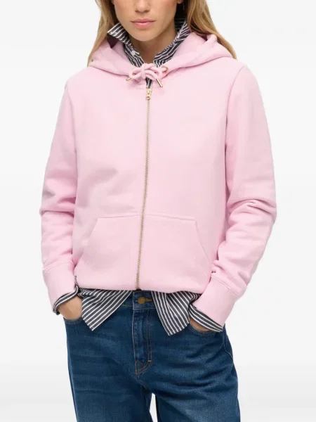 Hanorac cu glugă Superdry cu broderie roz