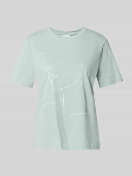 T-shirt z nadrukiem i okrągły dekolt model SYBILLA' Vila