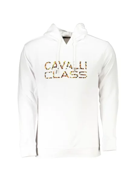 Hanorac cu glugă Cavalli Class cu imagine alb