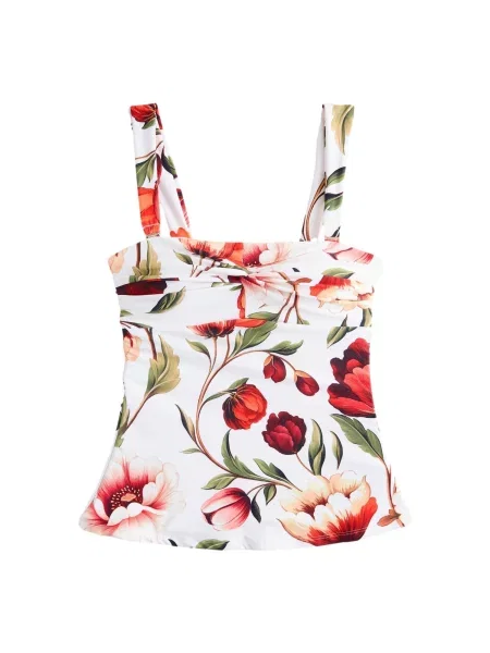 Next Tankini top oliv / roșu / roşu închis alb