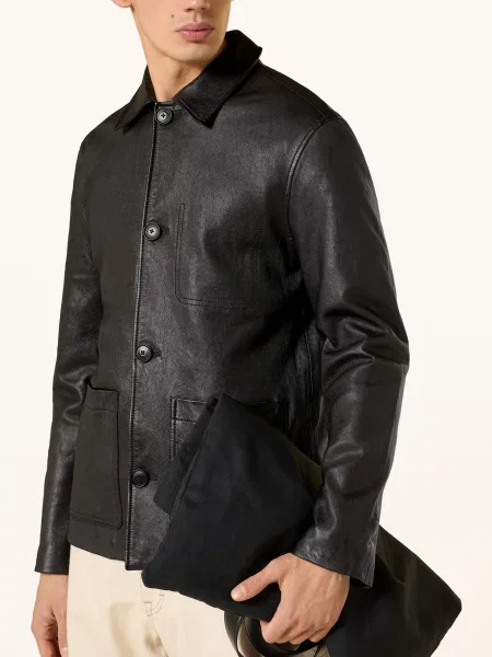 Drykorn Kožená Bunda Makona černá