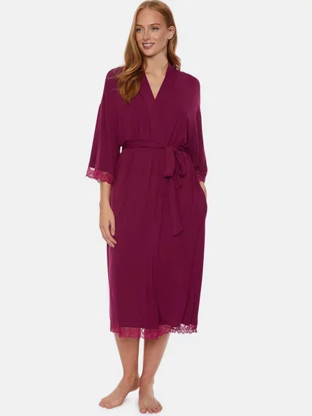 Халат Pretty You London Bamboo Lace Bamboo-Lace-Kimono-Bordeaux бамбук бордовий