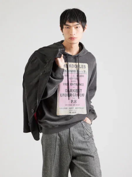 The Kooples melegítőfelső férfi nyomott mintás kapucnis szürke