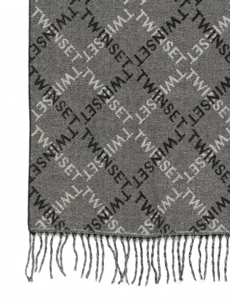 Fular Twinset cu franjuri gri