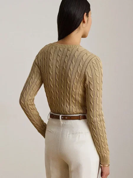 Lauren Ralph Lauren pulover z bombažem bež