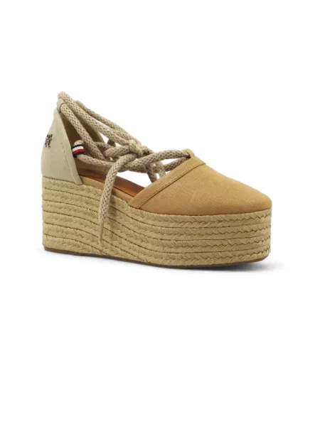 Sandały Tommy Hilfiger na koturnie brązowe