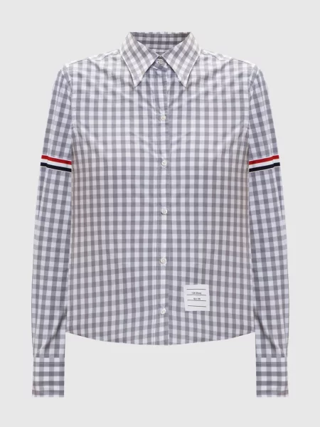 Сорочка в клітинку Thom Browne сіра
