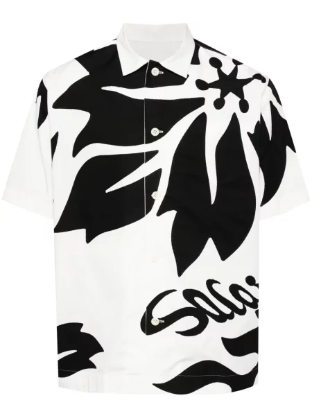 Květinová košile Sacai s potiskem bílá